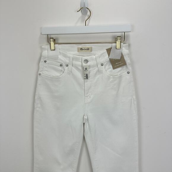 Madewell Kick Out Crop Jeans Pure White Stretch Mid Rise Flare NI961 US 26 NWT - Picture 8 of 13